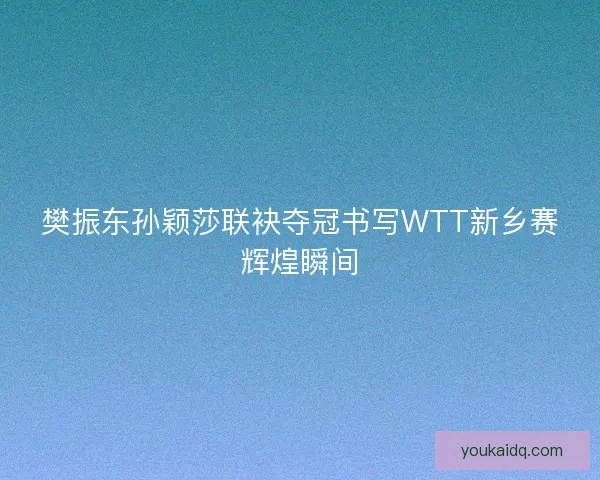 樊振东孙颖莎联袂夺冠书写WTT新乡赛辉煌瞬间